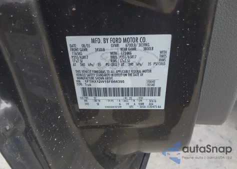 2005 Ford F150 from USA, damaged, VIN 1FTRX12W15FB66395